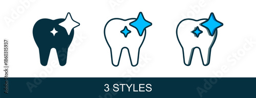 Filled outline Tooth whitening concept icon isolated on white background. Tooth symbol for dentistry clinic or dentist medical center. Vector