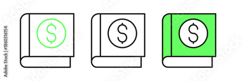 Set line Financial book icon isolated on white background. Vector