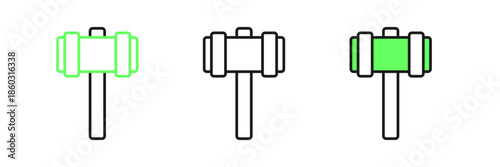 Set line Sledgehammer icon isolated on white background. Vector