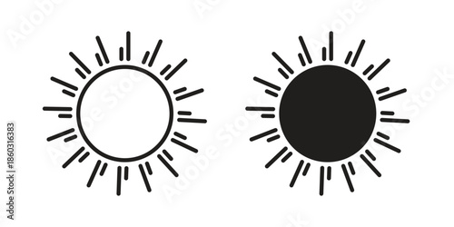 Sun icons. glyph icon vector on white background. Flat and line vector