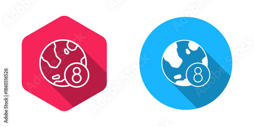 Filled and outline 8 March icon isolated with long shadow background. International Happy Women Day. Vector