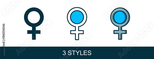 Filled outline Female gender symbol icon isolated on white background. Venus symbol. The symbol for a female organism or woman. Vector