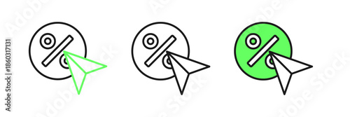 Set line Discount percent tag icon isolated on white background. Shopping tag sign. Special offer sign. Discount coupons symbol. Vector