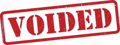 Red grungy VOIDED stamp on white background