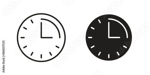 Time quarter past icons. glyph icon vector on white background. Flat and line vector
