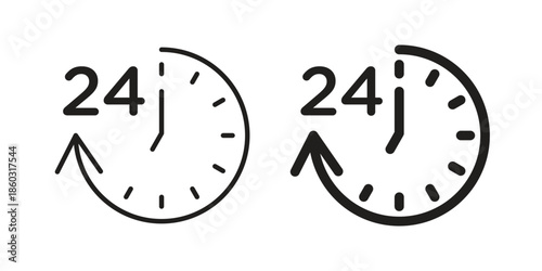 Time twenty four icons. glyph icon vector on white background. Flat and line vector