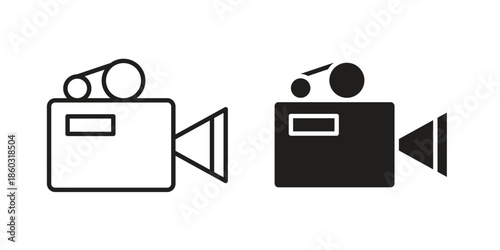 Video camera icons. glyph icon vector on white background. Flat and line vector