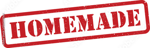 Red homemade rubber stamp on transparent background