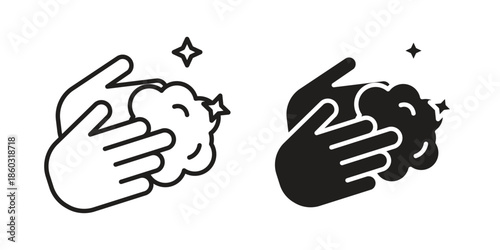 Wash your hands icons. glyph icon vector on white background. Flat and line vector