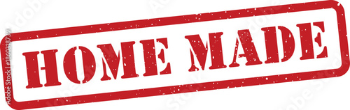 Red homemade stamp on white background
