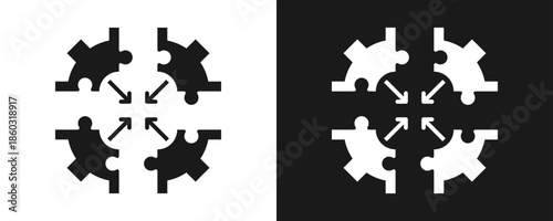 Integration Icon Set Glyph In White And Black Background