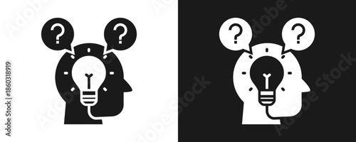 Consideration Icon Set Glyph In White And Black Background