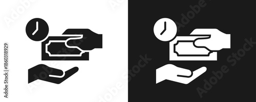 Borrowing Icon Set Glyph In White And Black Background