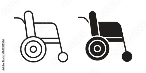 Wheelchair icons. glyph icon vector on white background. Flat and line vector