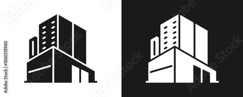 Enterprise Icon Set Glyph In White And Black Background
