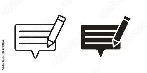 Write comment icons. glyph icon vector on white background. Flat and line vector