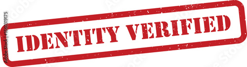 Red identity verified stamp isolated on transparent background