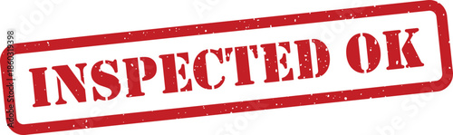 Red inspected ok stamp on transparent background