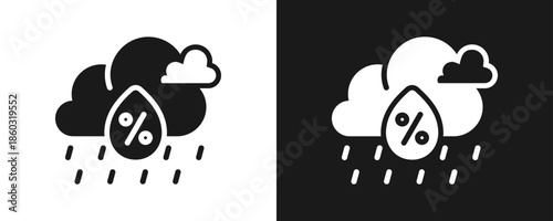 Precipitation Icon Set Glyph In White And Black Background