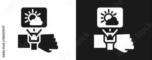 Weather App Icon Set Glyph In White And Black Background