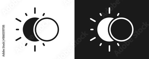 Eclipse Icon Set Glyph In White And Black Background
