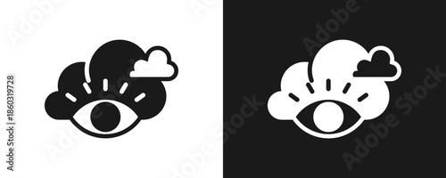Visibility Icon Set Glyph In White And Black Background