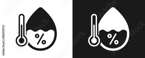 Humidity Icon Set Glyph In White And Black Background