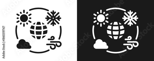 Meteorology Icon Set Glyph In White And Black Background