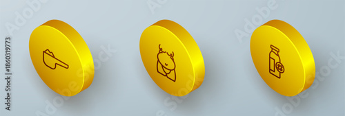 Set Isometric line Sports nutrition proteine, Obesity and Lactose intolerance icon. Vector