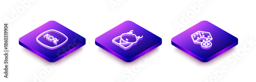 Set Isometric line Kcal, Obesity and No sugar free icon. Vector