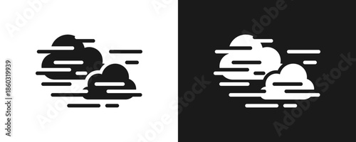 Foggy Icon Set Glyph In White And Black Background
