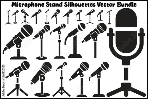 Microphone Stand Silhouettes Vector Bundle
