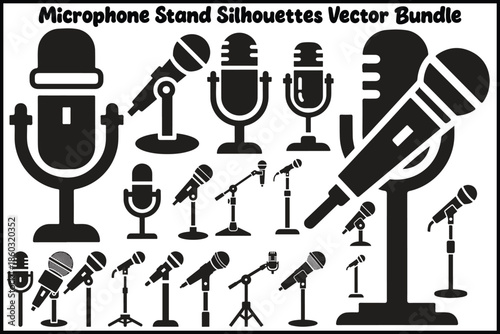 Microphone Stand Silhouettes Vector Bundle