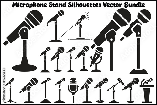 Microphone Stand Silhouettes Vector Bundle