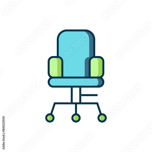 Filled outline Office chair icon isolated on white background. Flat filled outline style with shadow. Vector