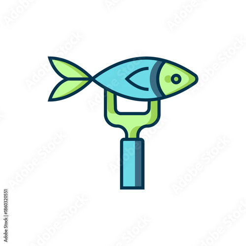 Filled outline Dried fish icon isolated on white background. Flat filled outline style with shadow. Vector