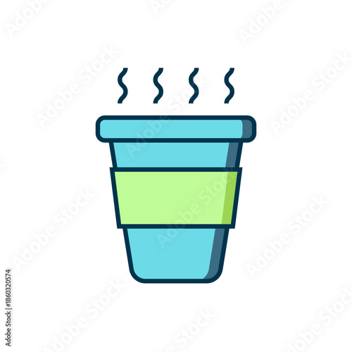 Filled outline Coffee cup to go icon isolated on white background. Flat filled outline style with shadow. Vector