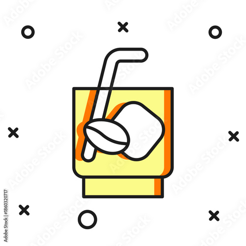 Filled outline Espresso tonic coffee icon isolated on white background. Flat filled outline style with shadow. Vector