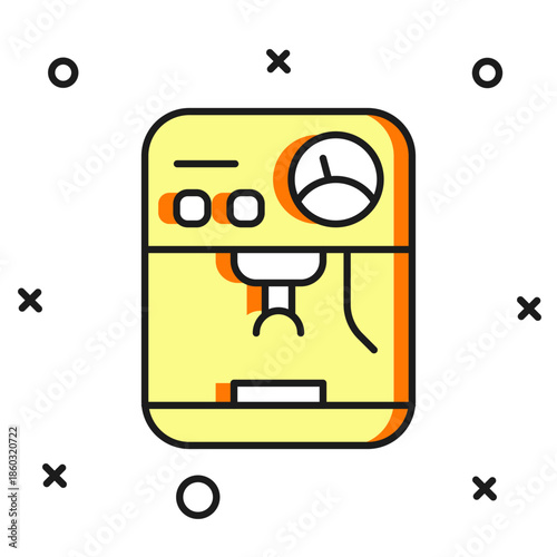 Filled outline Coffee machine icon isolated on white background. Flat filled outline style with shadow. Vector