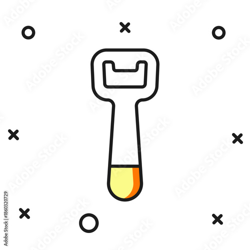 Filled outline Bottle opener icon isolated on white background. Flat filled outline style with shadow. Vector