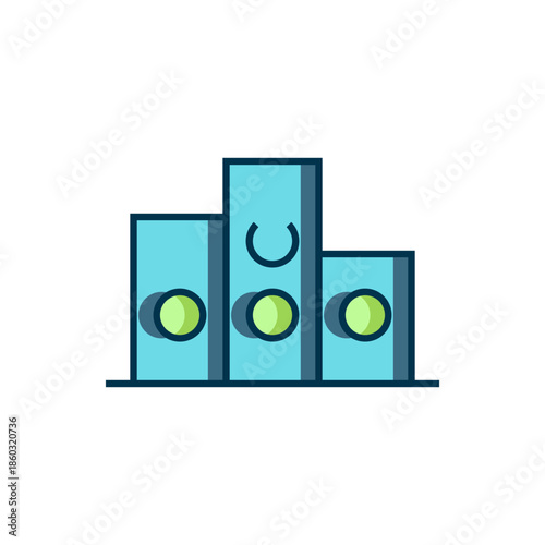 Filled outline Award over sports winner podium icon isolated on white background. Flat filled outline style with shadow. Vector