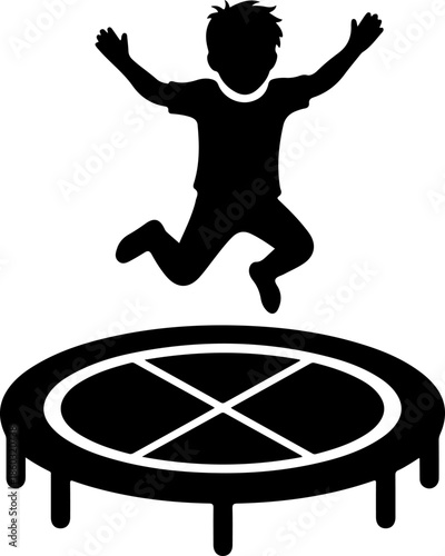 Child Jumping on Trampoline silhouette vector illustration