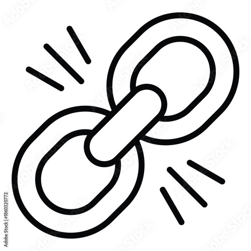 Outline link icon for web connection, hyperlink, and network chain.