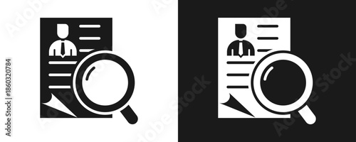 Recruitment Icon Set Glyph In White And Black Background