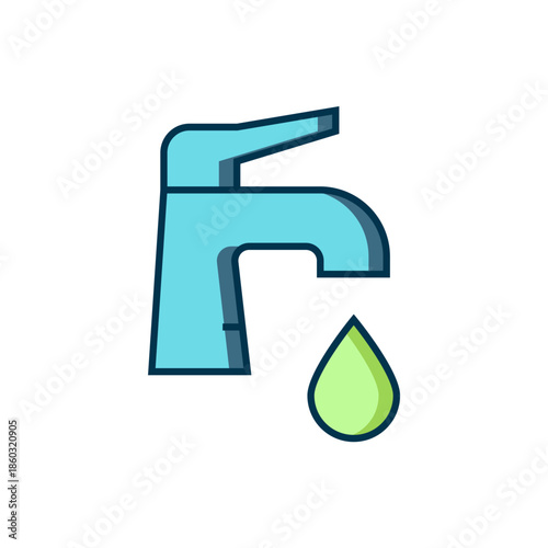 Filled outline Water tap icon isolated on white background. Flat filled outline style with shadow. Vector