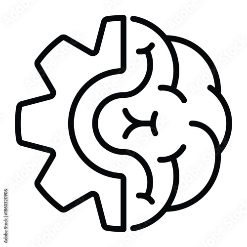 Outline mind icon for thinking, consciousness, and psychology concepts.