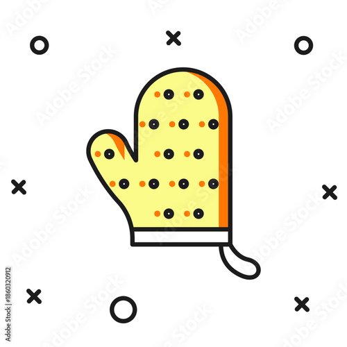 Filled outline Oven glove icon isolated on white background. Kitchen potholder sign. Cooking glove. Flat filled outline style with shadow. Vector