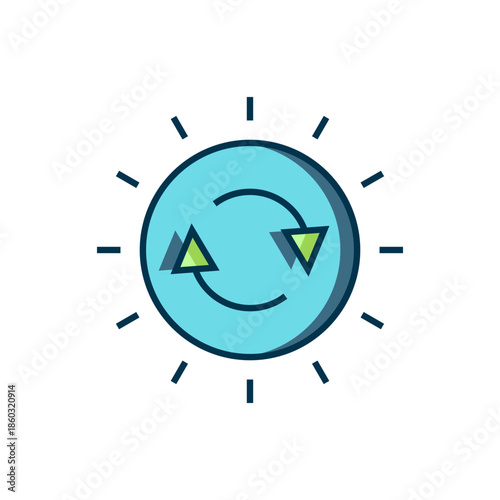Filled outline Solar energy panel icon isolated on white background. Sun with lightning symbol. Flat filled outline style with shadow. Vector