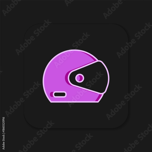 Filled outline Racing helmet icon isolated on black background. Flat filled outline style with shadow. Vector