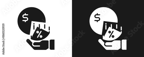 Dividend Icon Set Glyph In White And Black Background